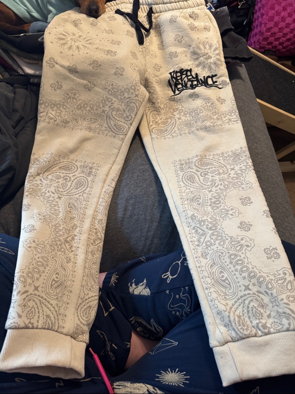 Cream Paisley Jogger Sweatpants